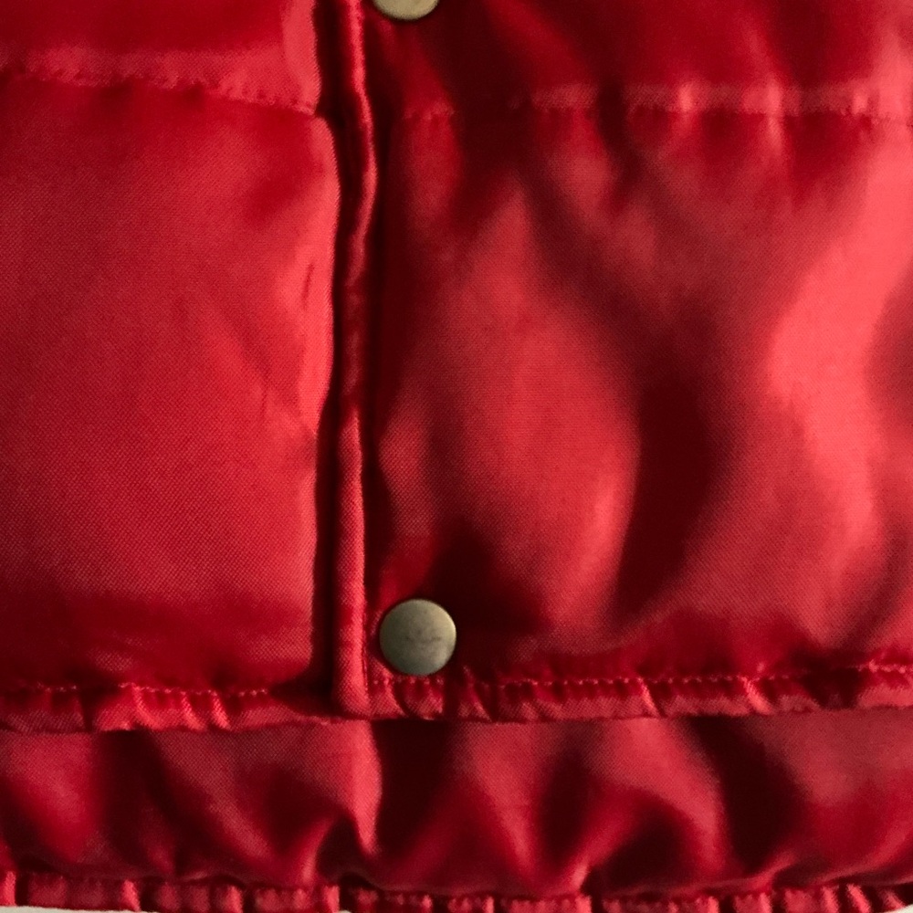 Red with Super Dark Midnight Blue & White Strips Puffy Vest Jacket - Picture 11 of 16
